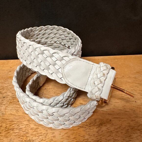 White Genuine Leather Braided Belt size S-L Made in Brazil - Picture 2 of 6
